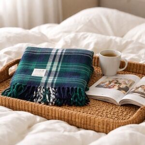 Green and Blue Scotch Plaid Throw